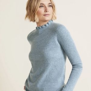 Garnet Hill Ruffle Collar 100% Cashmere sweaters, Small